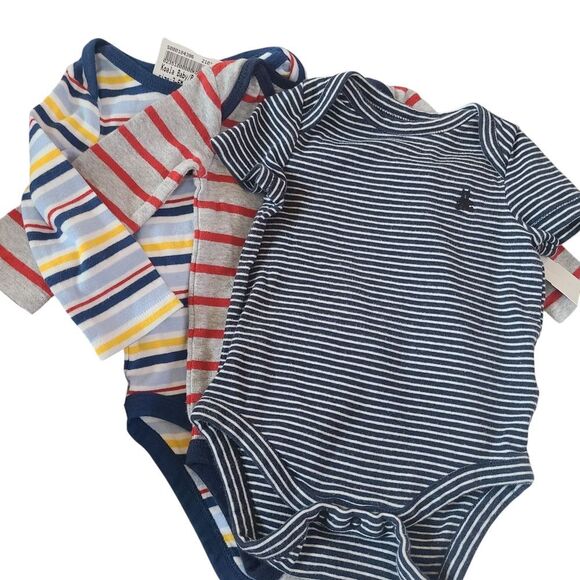 Multi-Brand Onesies Set Of Three Multi-Colored Stripes Sz 3 - 6 Mos - Picture 1 of 14